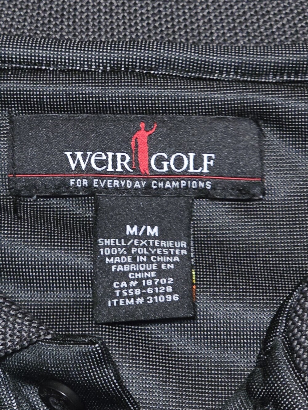 Weir Golf Men's M Black Performance Knit Mesh Golf Polo Shirt Athletic Fit E41 - Picture 4 of 7